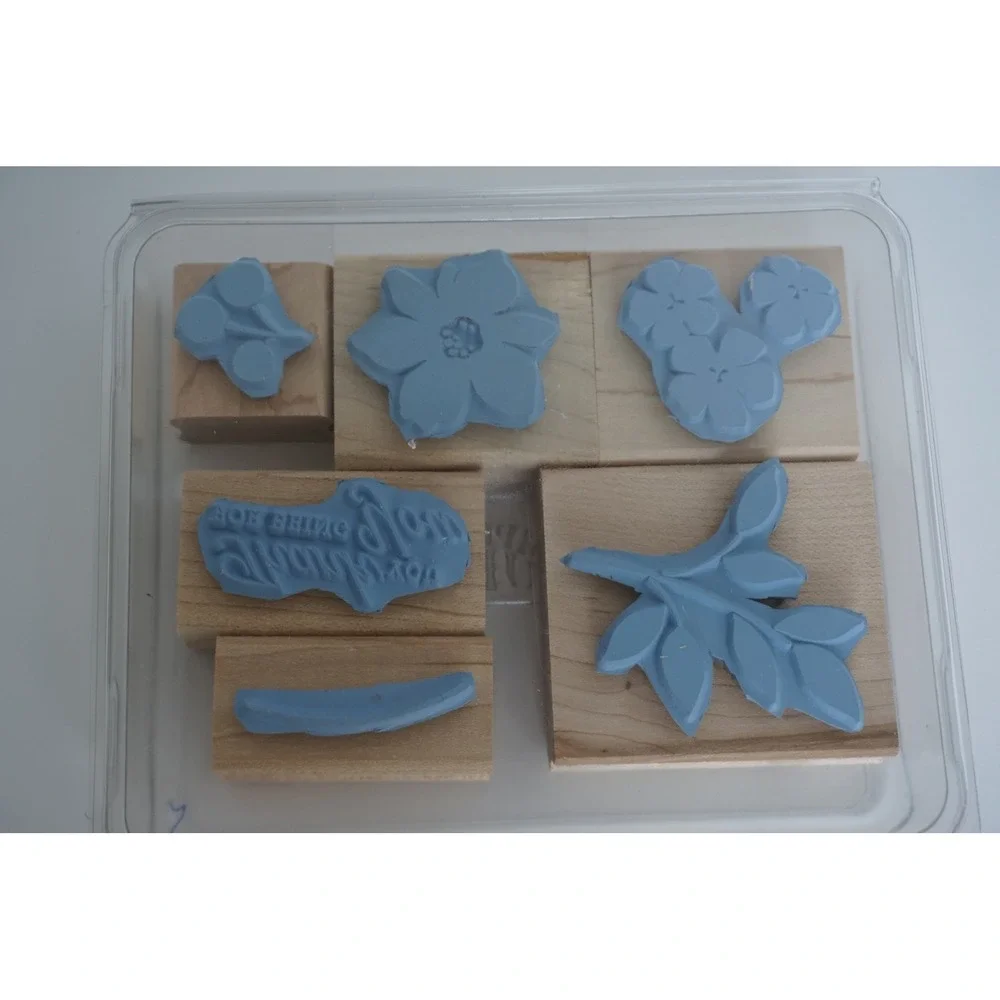 Stampin Up Best Blossoms Wood Mount Rubber Stamp Set 6pc Floral Thank You 2006